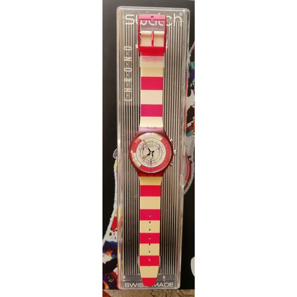 Swatch watch NAVY BERRY SCR100 1991 Chrono New Old stock - Picture 4 of 11